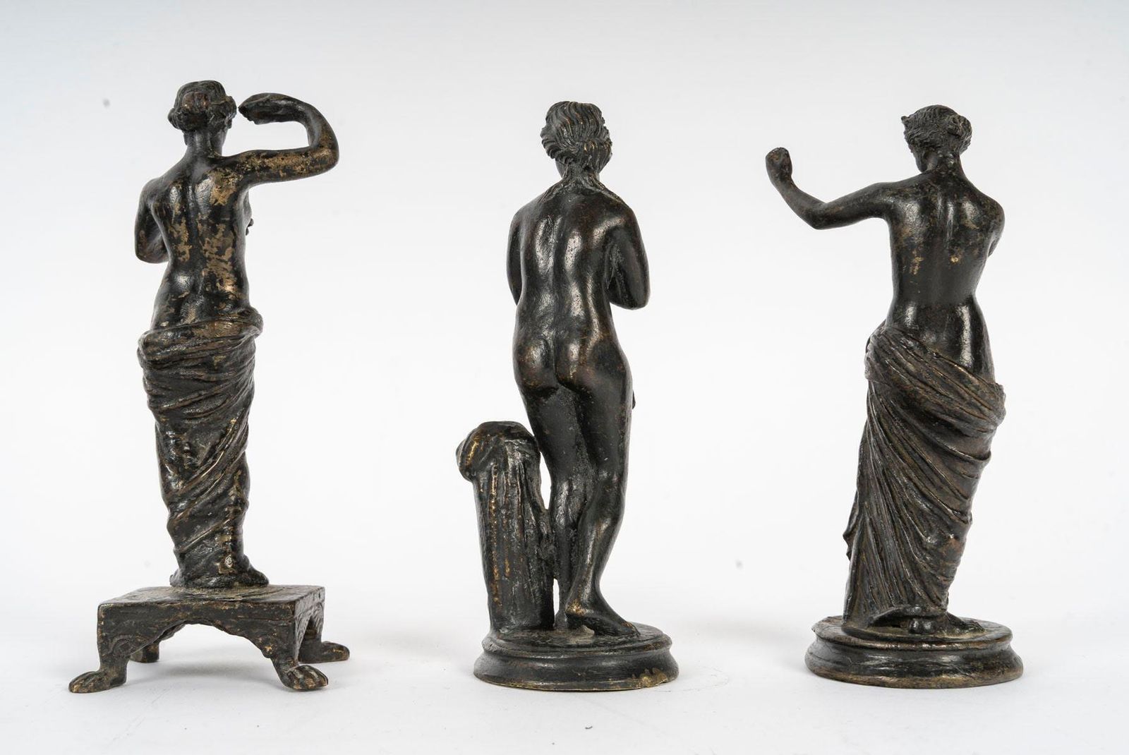 Suite Of 3 Figures, Bronze Sculpture, 20th Century, Antique Style. photo for sale
