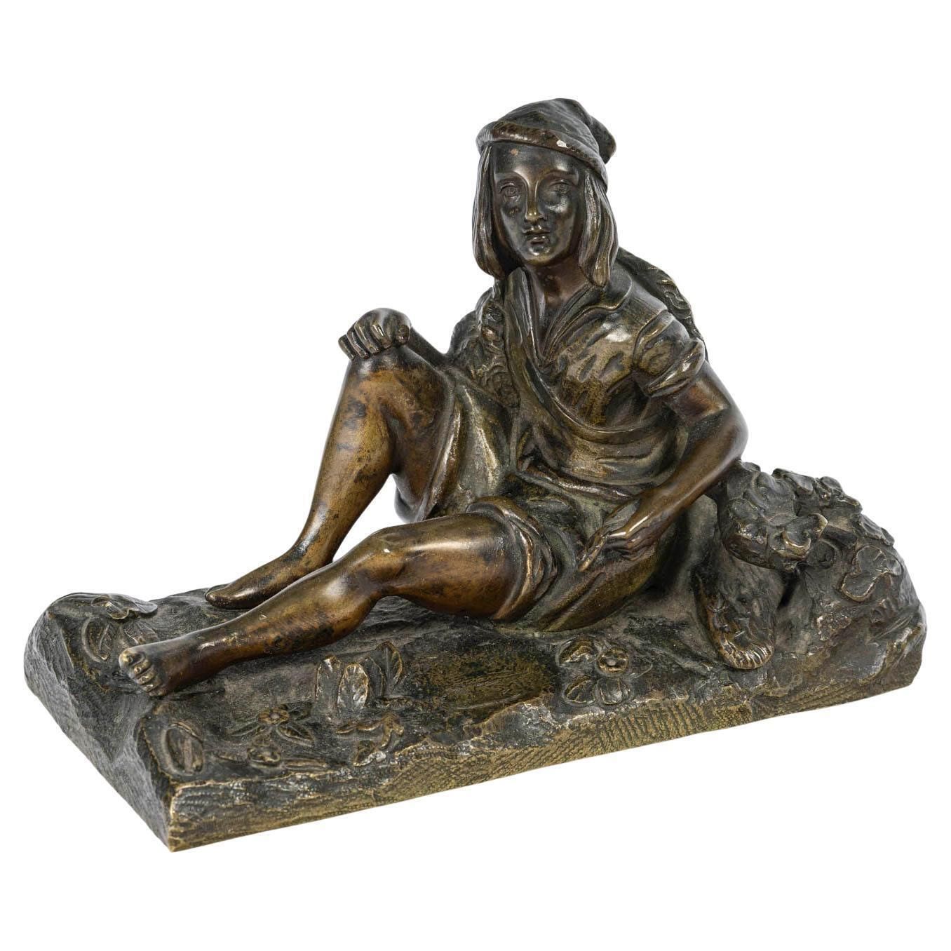 Sculpture In Patinated Bronze, 20th Century, Napoleon III Style.