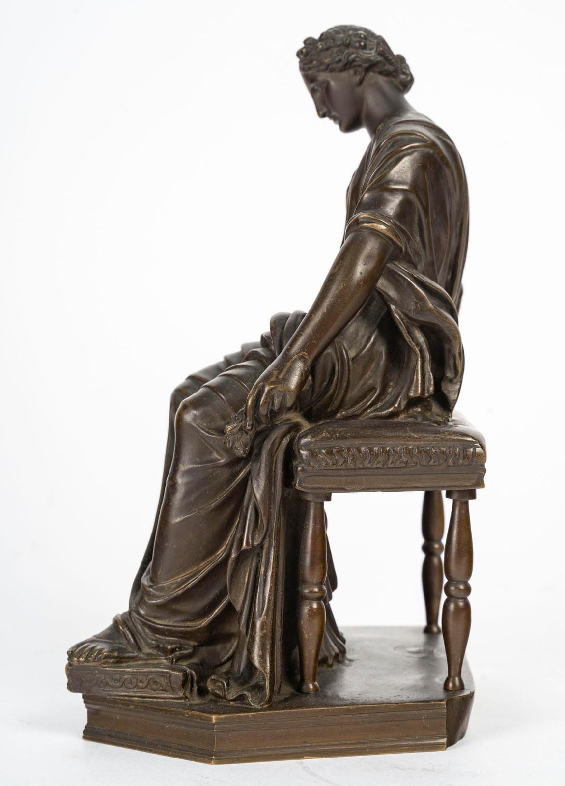 Bronze Sculpture Of A Seated Woman, Stamped By Barbedienne, Napoleon III. photo 3547.0
