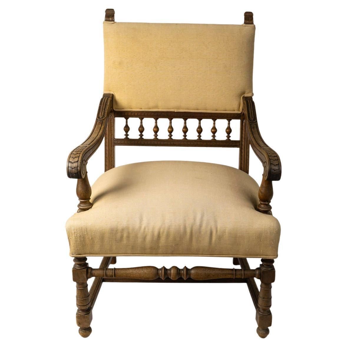 Large Armchair In The Henry II Style, 19th Century, Napoleon III Period.