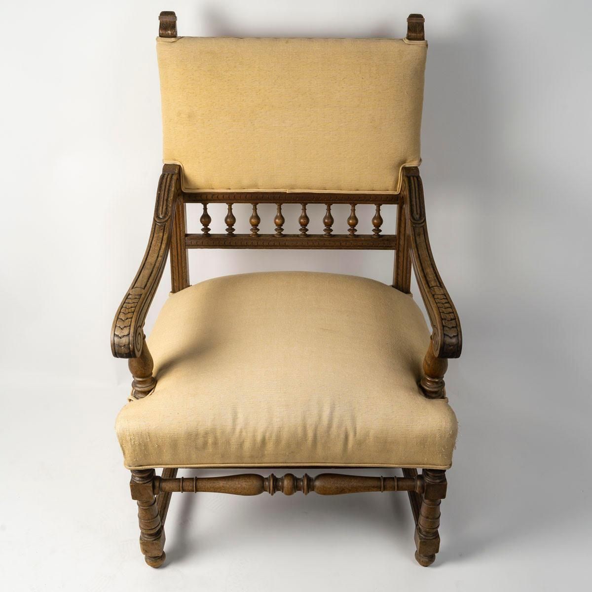 Large Armchair In The Henry II Style, 19th Century, Napoleon III Period. photo furniture