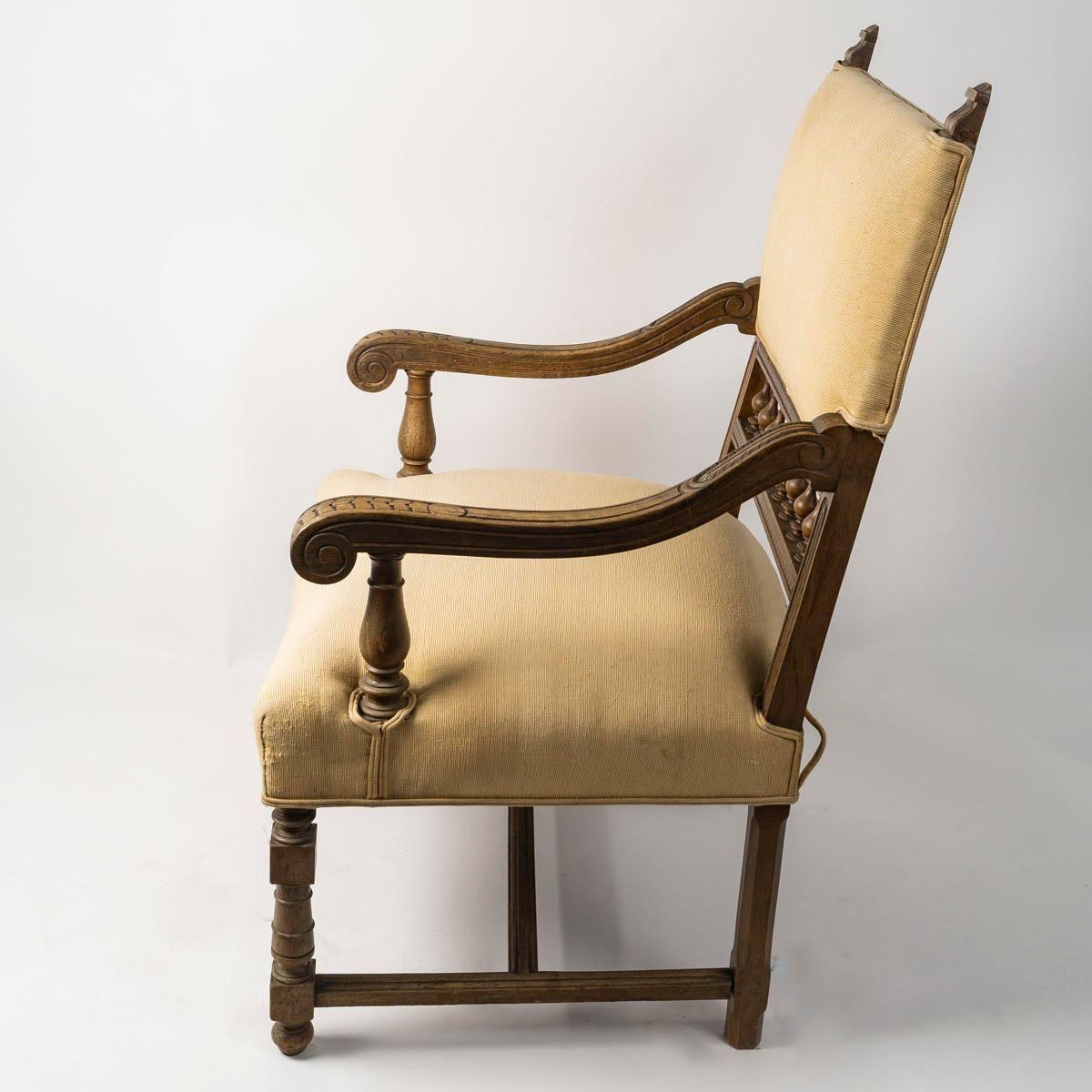 Large Armchair In The Henry II Style, 19th Century, Napoleon III Period. photo vinterior