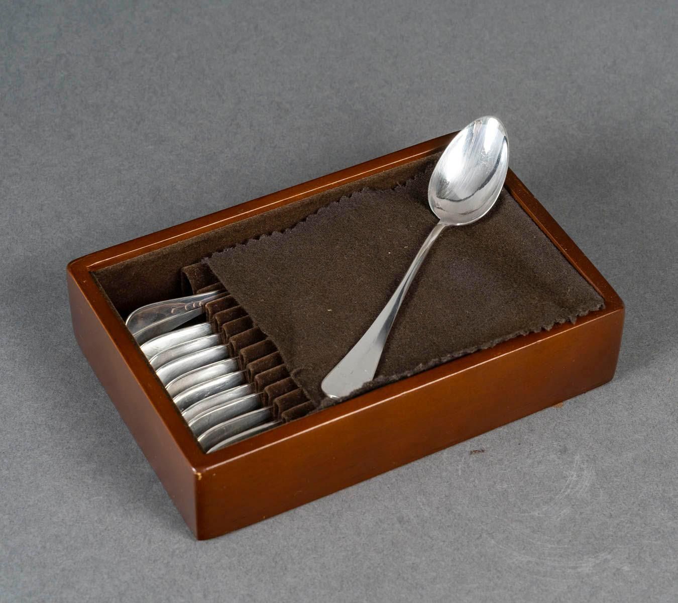 Set Of 12 Small Spoons In A Case, 20th Century. photo furniture