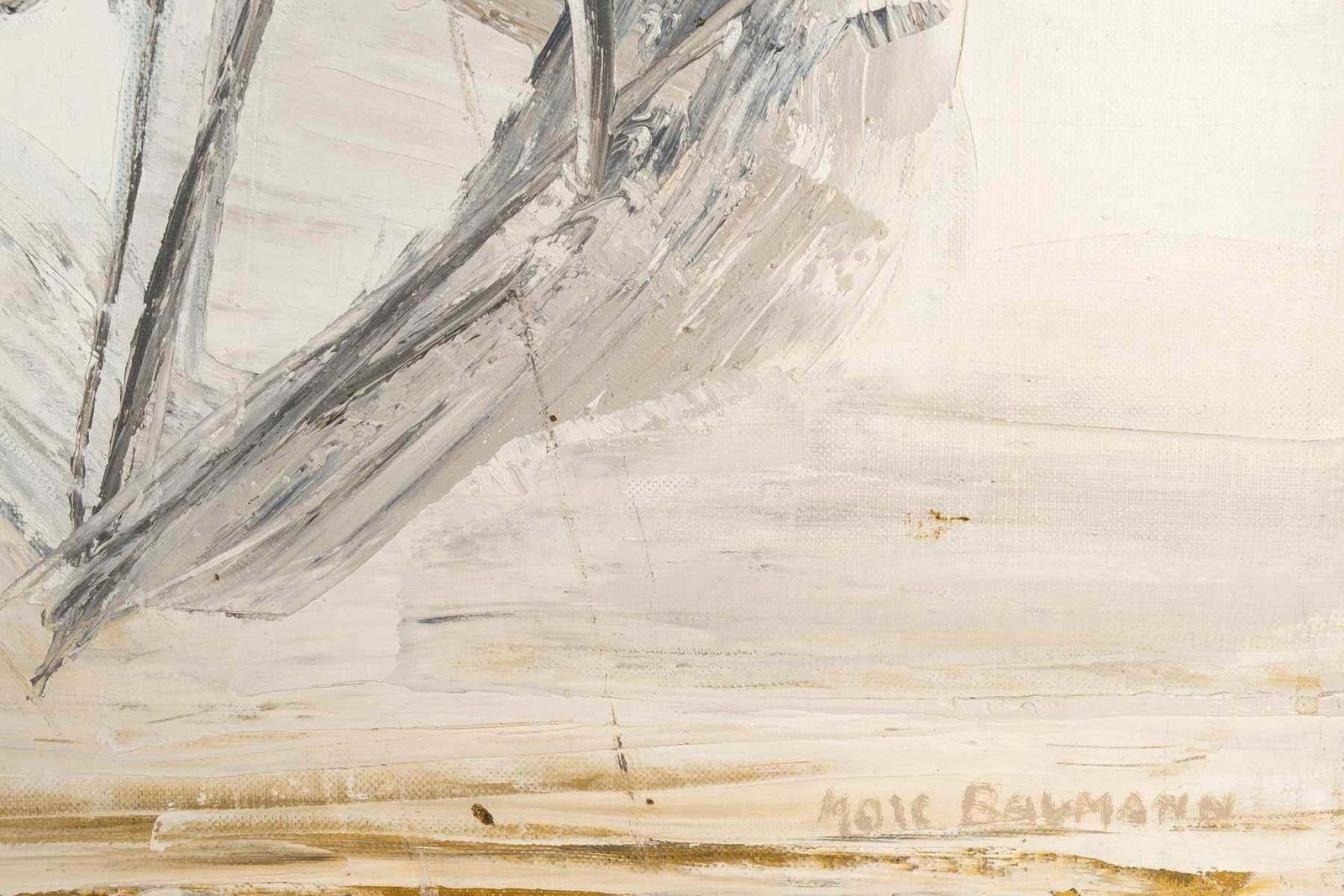 Oil On Canvas Painting By Marc Baumann Depicting A Boat, 20th Century. photo for sale