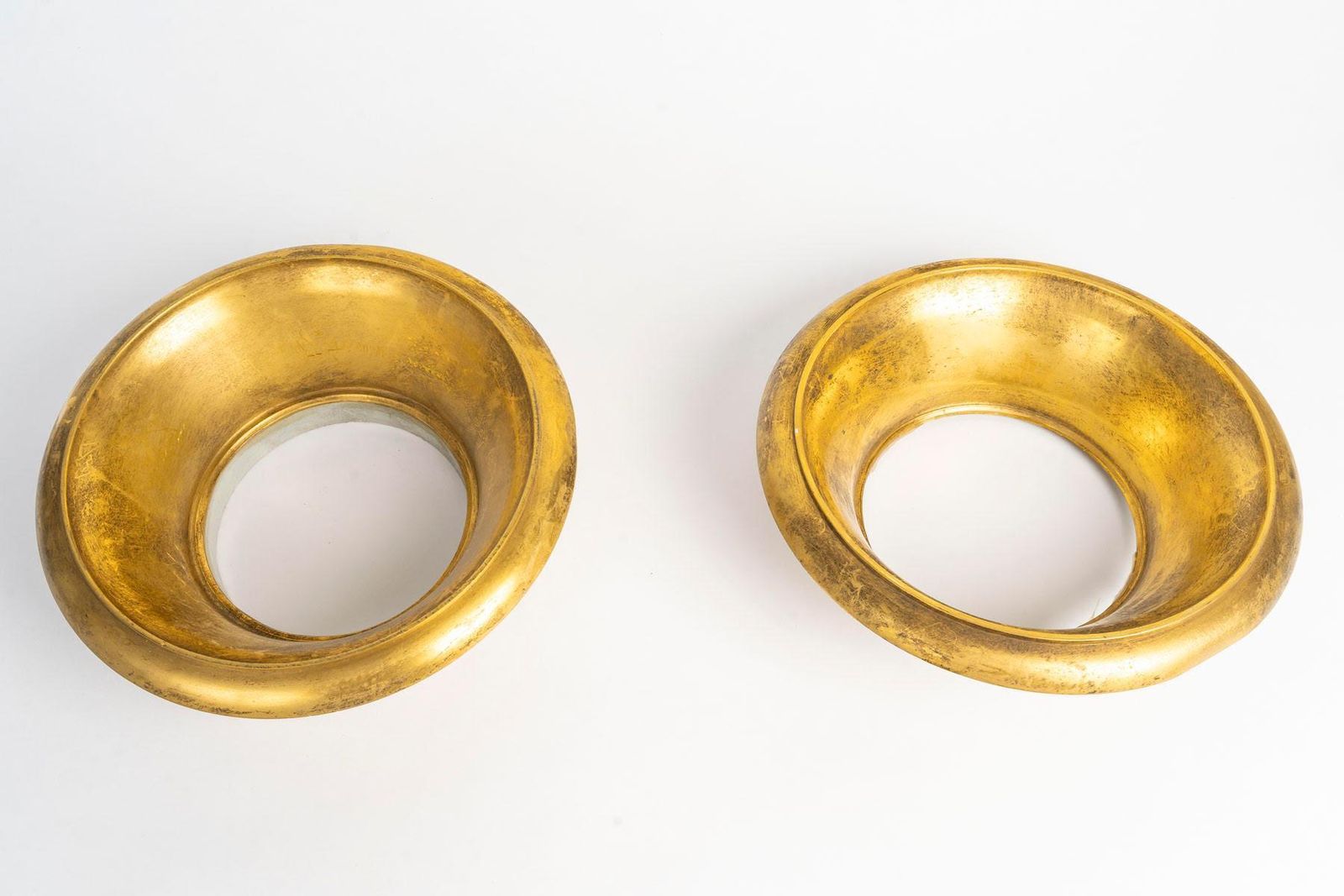 Pair Of Gilt Bronze Vase Tops, Napoleon III Period, 19th Century. photo for sale