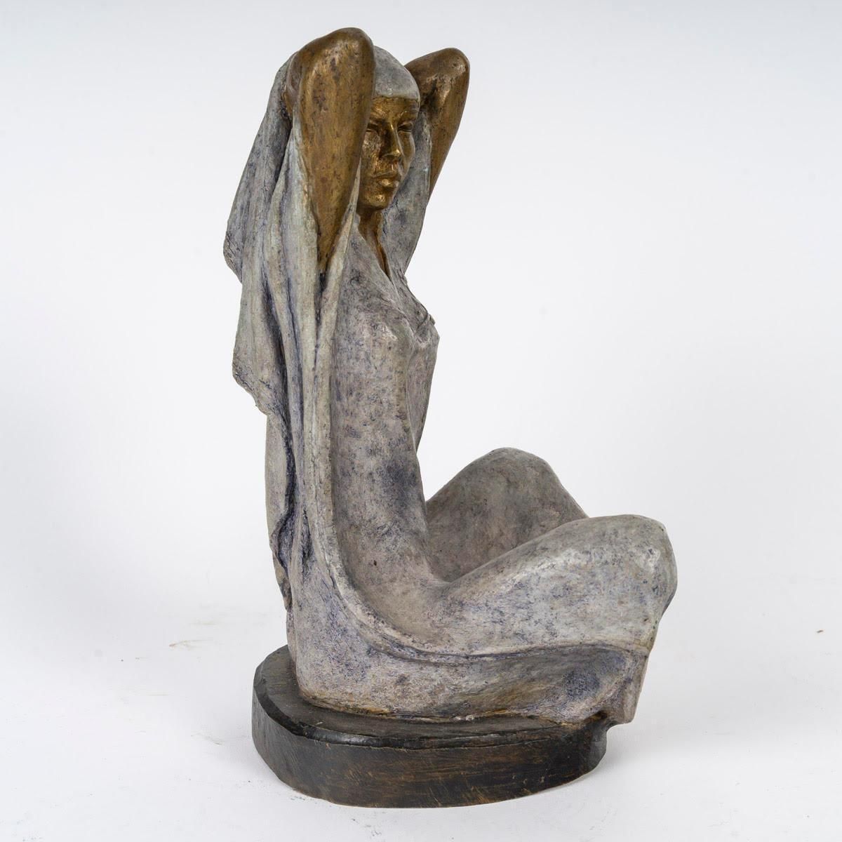 Bronze Sculpture Of A Woman, 1991, Signed. photo Art