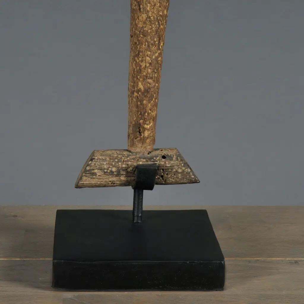Ethnic Carved Wood Paddle On Stand, Natural Patina, Borneo, 18th–19th C. photo 1522.0