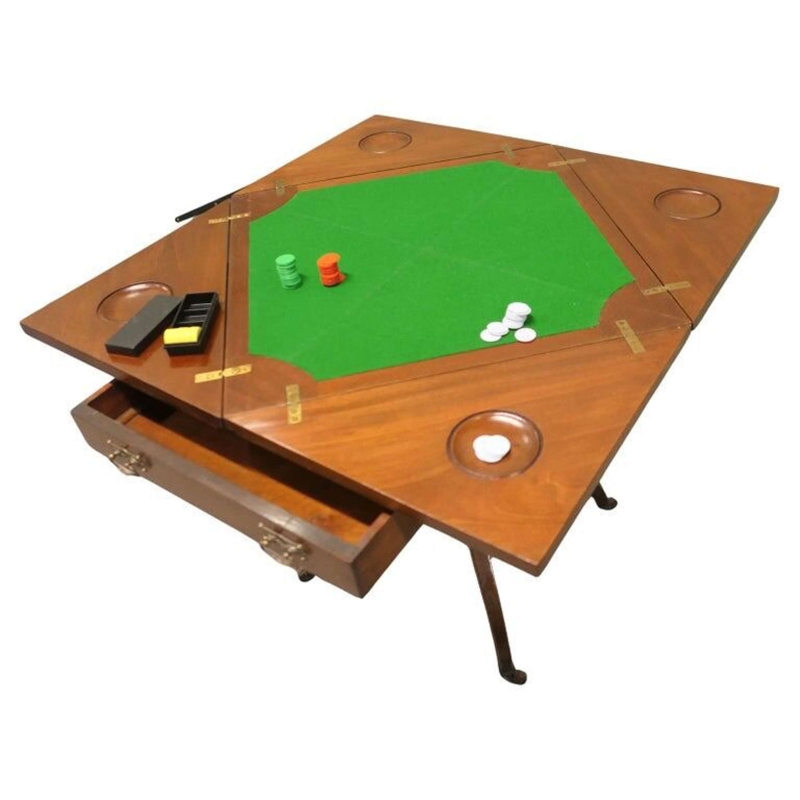 Victorian Envelope Card Table With Gaming Wells