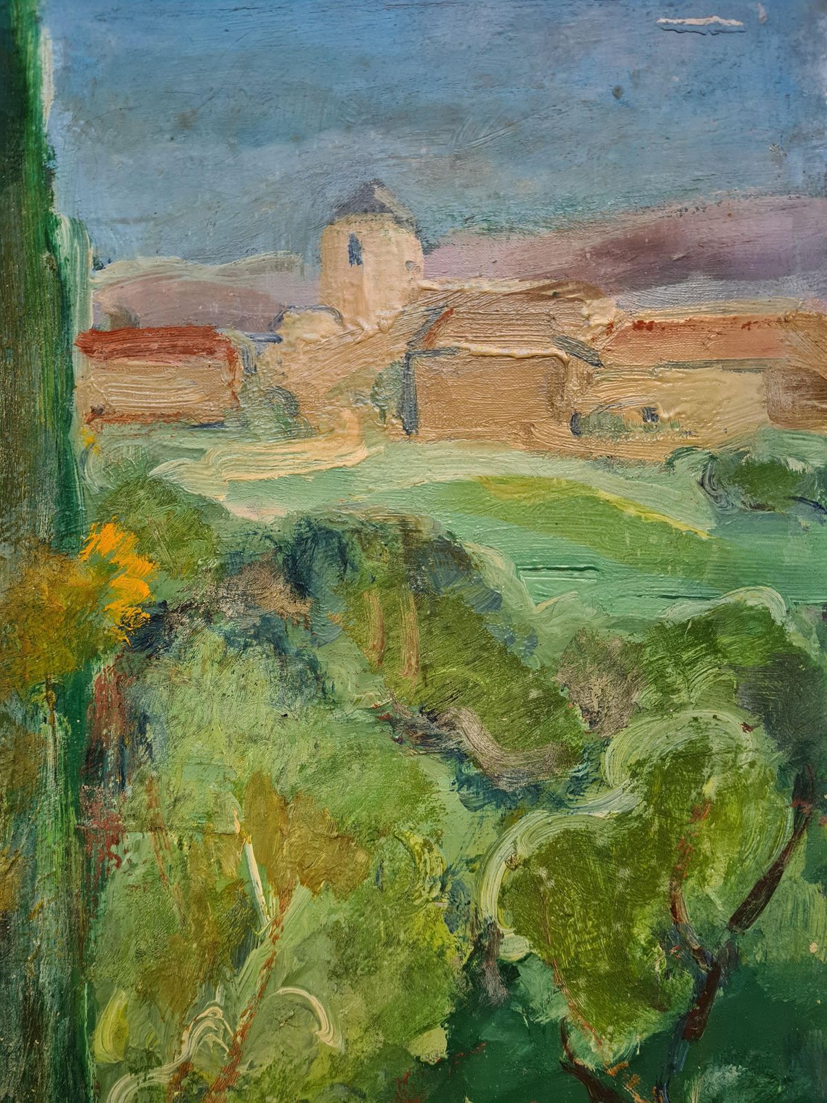Fauvist French Landscape, Mid Century Oil On Canvas By Jean Perret photo for sale