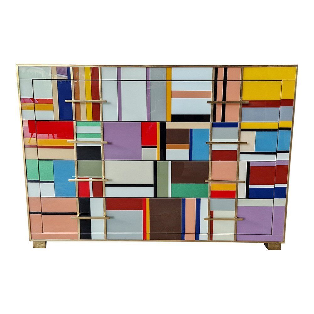Vintage Chest Of Drawers In Murano Glass, 1980s