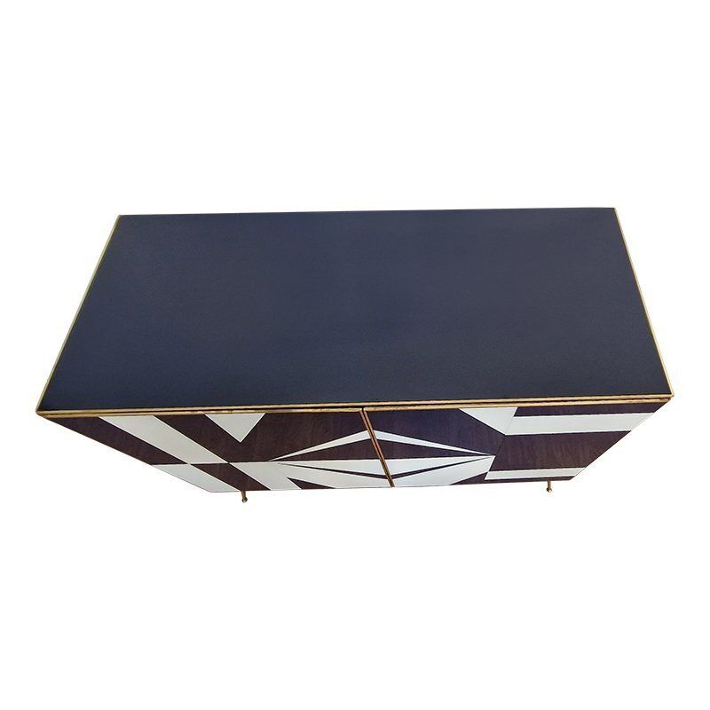 Credenza With Blue And White Glass Doors, 1990s photo buy