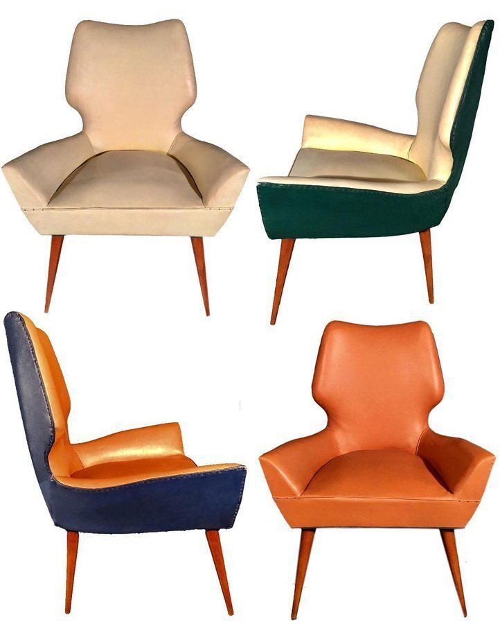 Set Of Mid Century Modern Armchairs In The Style Of Gio Ponti, 1950s photo Furniture