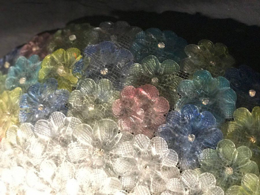 Multi Color Venetian Flower Glass Ceiling Light From Barovier & Toso photo vinterior