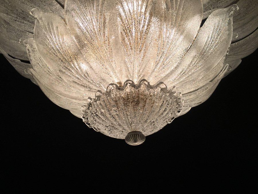 Italian Murano Glass Leave Flush Mount Chandelier photo Lighting