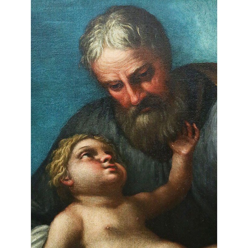 Giuseppe Nuvolone, St. Joseph With The Baby Jesus In His Arms, 1800s, Oil On Canvas, Framed photo Art