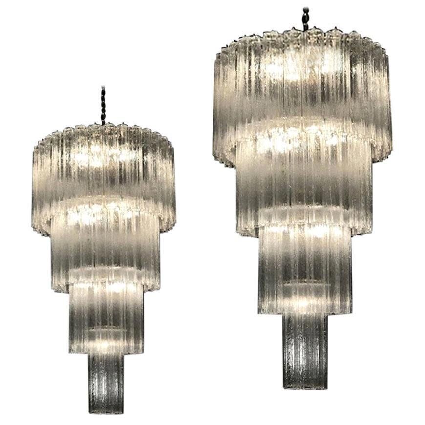 Italian Murano Glass Tronchi Chandeliers, Set Of 2