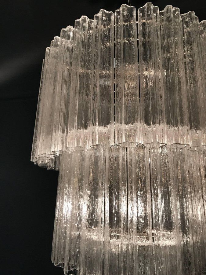 photo vintage Italian Murano Glass Tronchi Chandeliers, Set Of 2