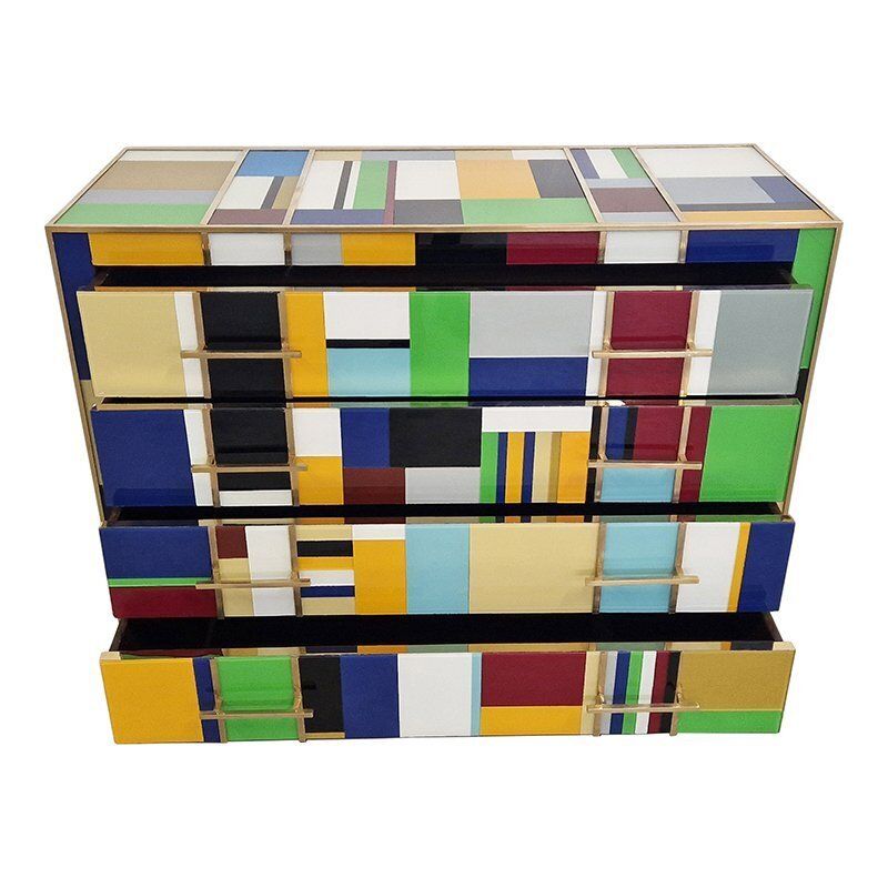 Commode With Multicolored Murano Glass Drawers, 1980s photo vinterior