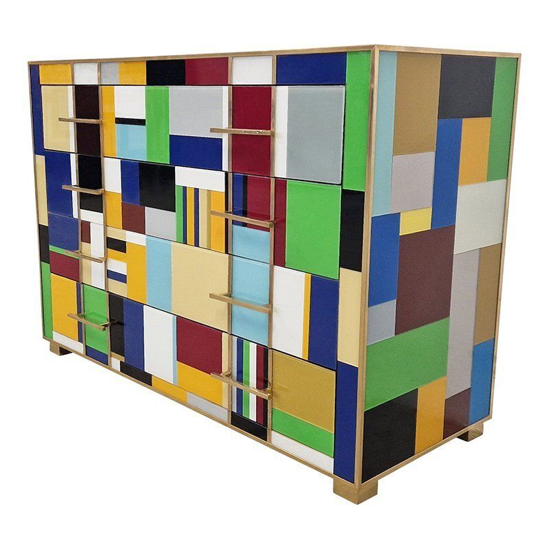 Commode With Multicolored Murano Glass Drawers, 1980s photo buy