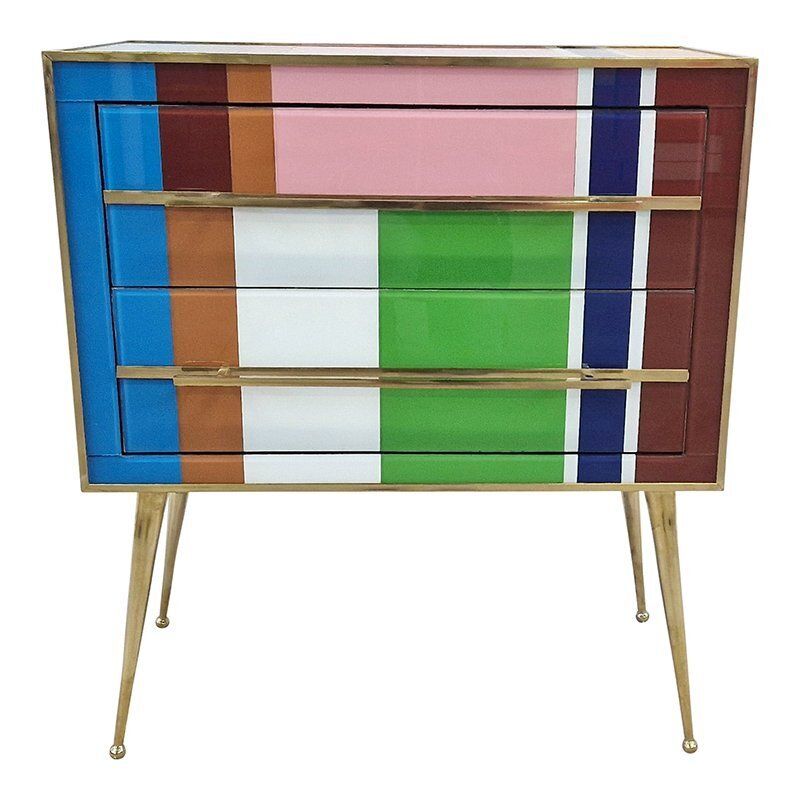 Two Drawer Dresser In Multicoloured Murano Glass, 1980s