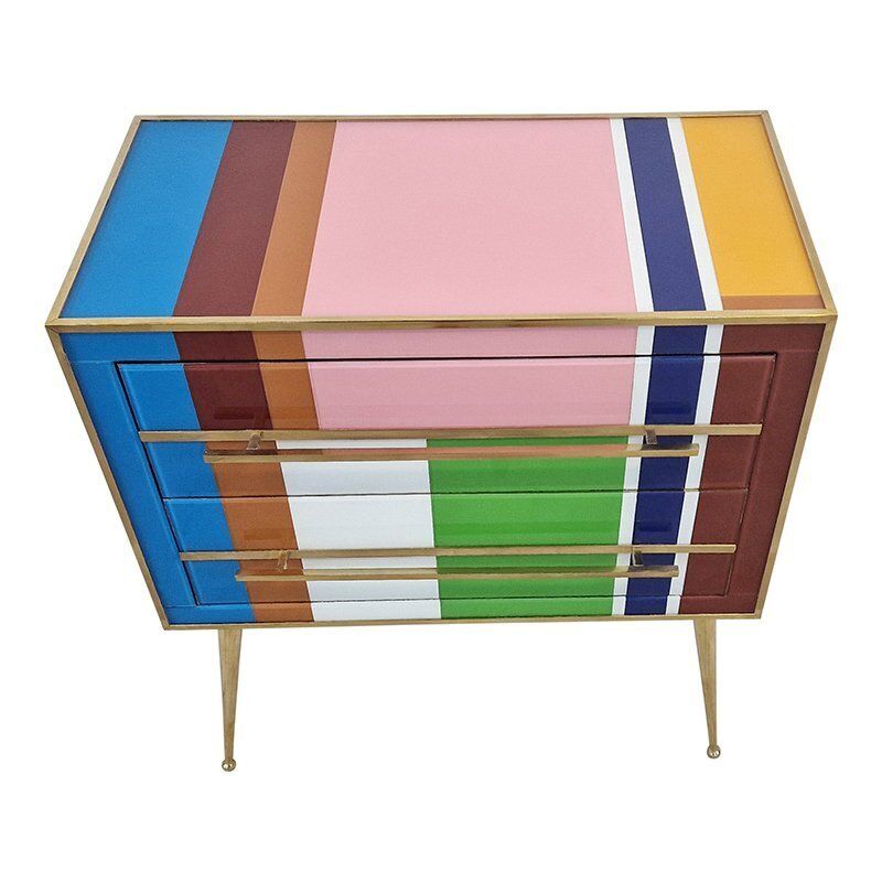 Two Drawer Dresser In Multicoloured Murano Glass, 1980s photo Furniture