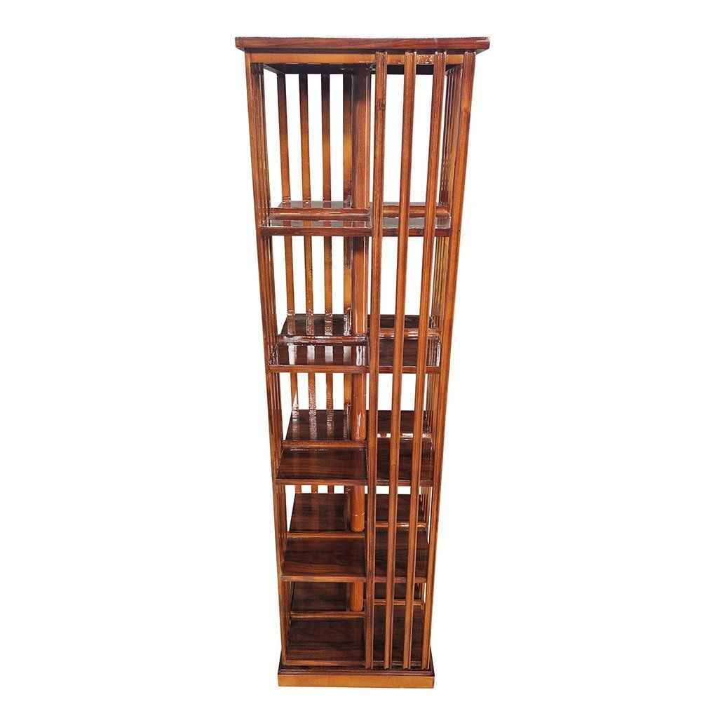 Quadrangular Revolving Bookcase In Walnut, 1980s photo for sale