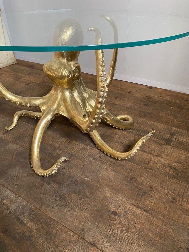 Sculptural Octopus Gilt Bronze Center Or Dining Table photo vinterior