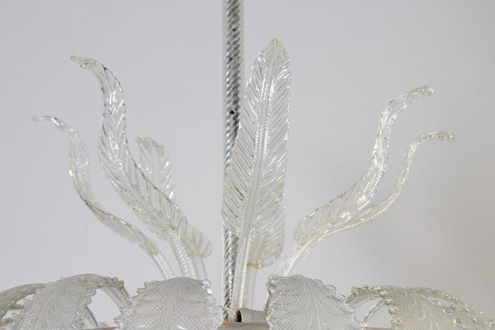 photo furniture Art Deco Ninfea Iridescent Murano Glass Chandelier Attributed To Barovier, Italy, 1940s