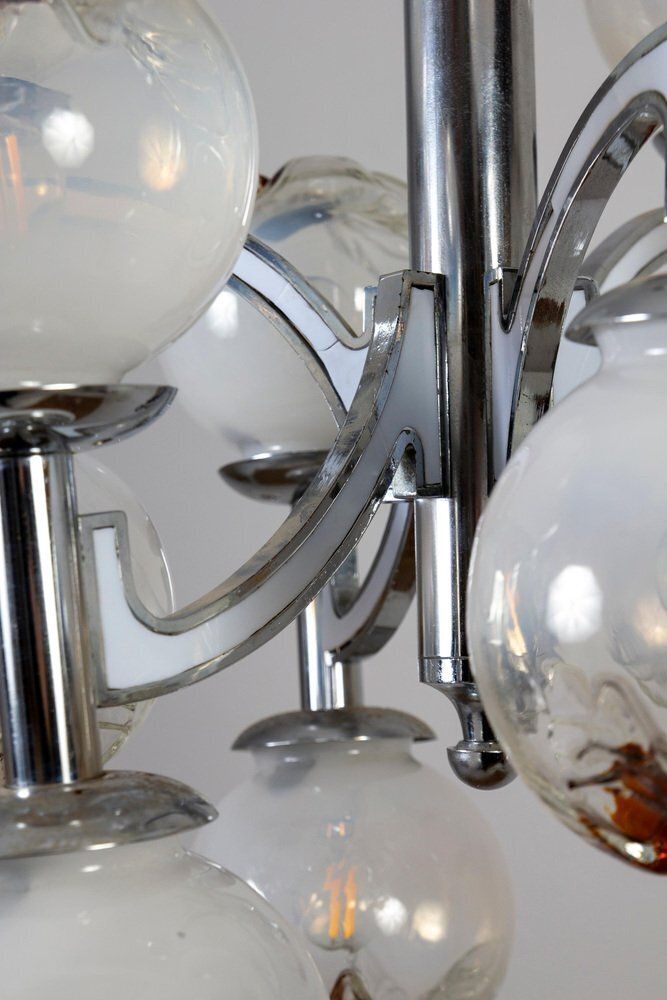 Italian Snowball Murano Chandelier From Mazzega, 1960 photo buy