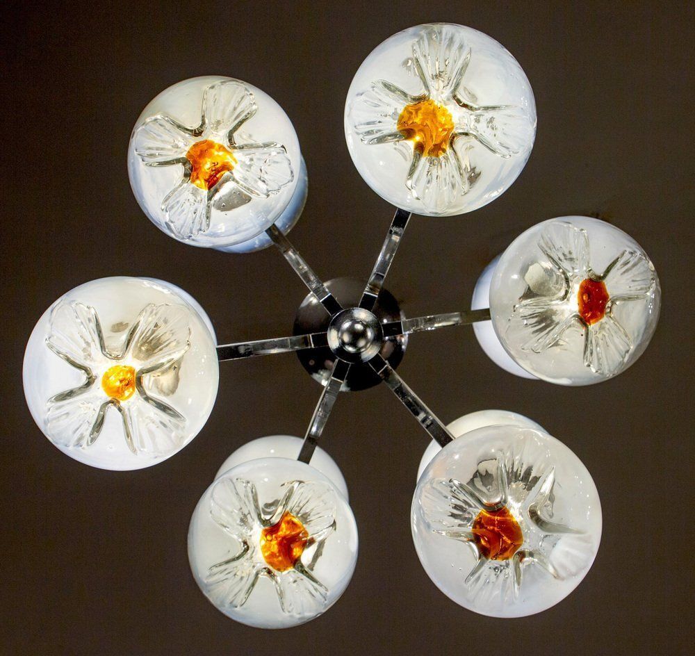 Italian Snowball Murano Chandelier From Mazzega, 1960 photo vintage