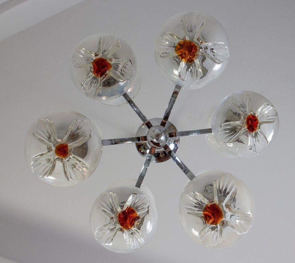 photo furniture Italian Snowball Murano Chandelier From Mazzega, 1960