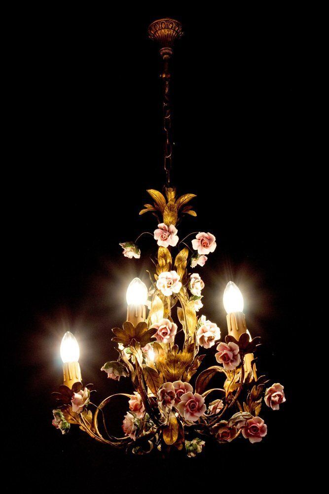 photo furniture Antique Chandelier With Porcelain Flowers