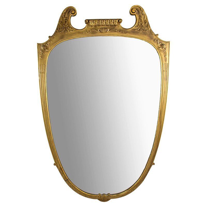 Large Italian Midcentury Gilt Wood Mirror, 1950 By Paolo Buffa
