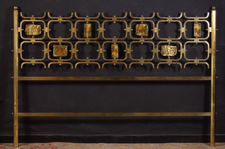 Bed With Brass Details By Osvaldo Borsani & Arnaldo Pomodoro, 1950s photo furniture