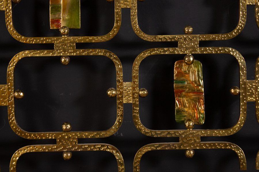 Bed With Brass Details By Osvaldo Borsani & Arnaldo Pomodoro, 1950s photo vinterior