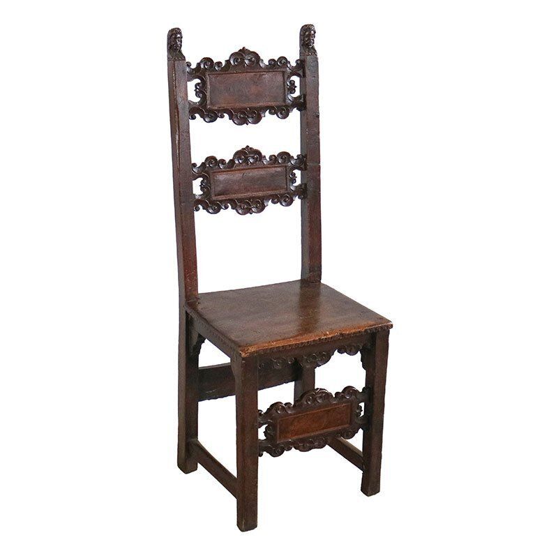 Renaissance Chair In Carved Walnut