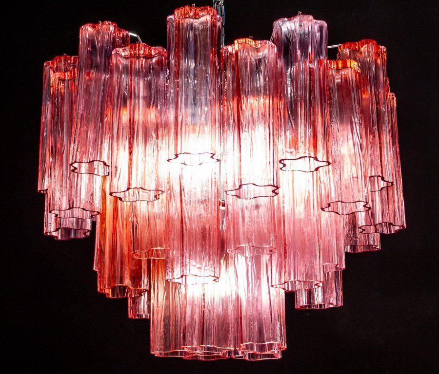 Red Coral Murano Glass Tronchi Chandeliers, 1970, Set Of 2 photo furniture