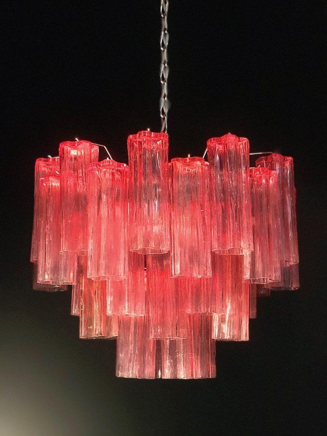 photo furniture Red Coral Murano Glass Tronchi Chandeliers, 1970, Set Of 2