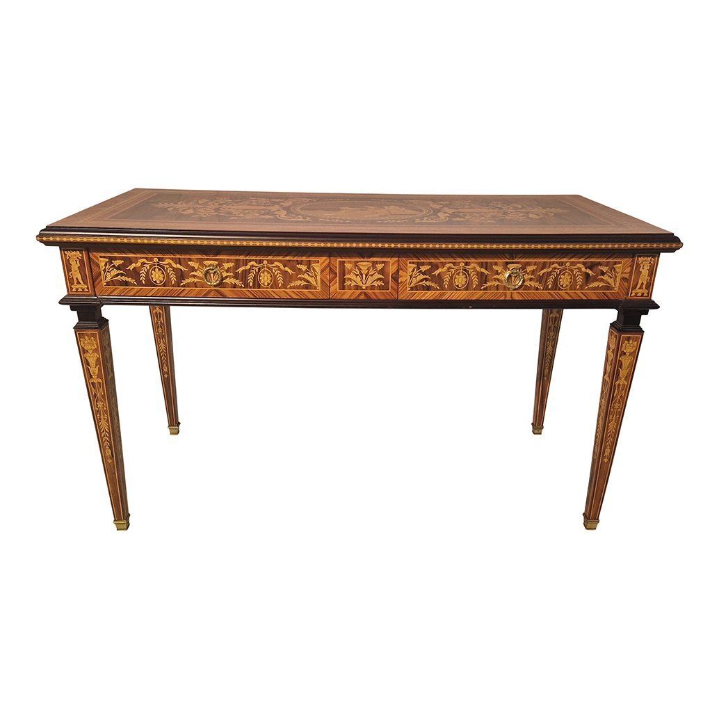 Louis XVI Style Inlaid Writing Table, 1980s photo furniture