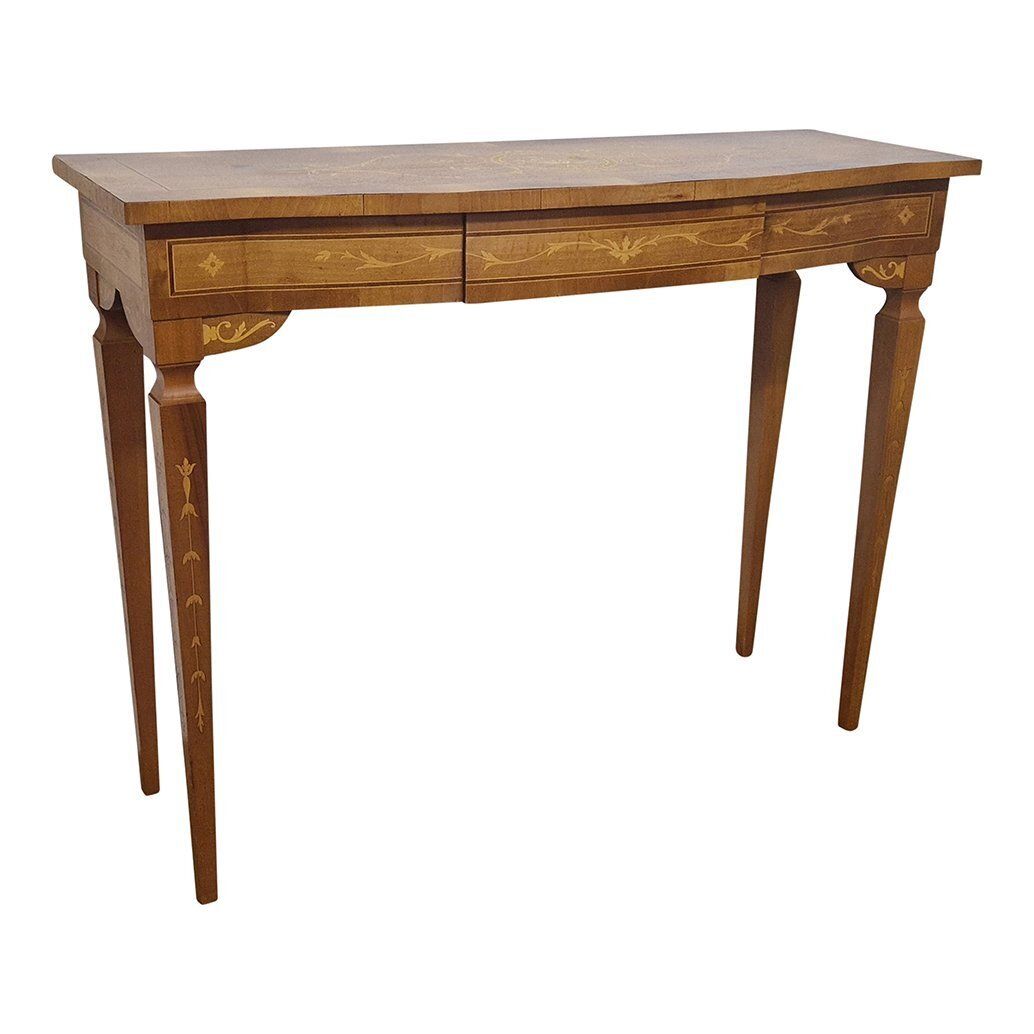 Louis XVI Console In Inlaid Wood With Central Drawer, 1980s photo for sale