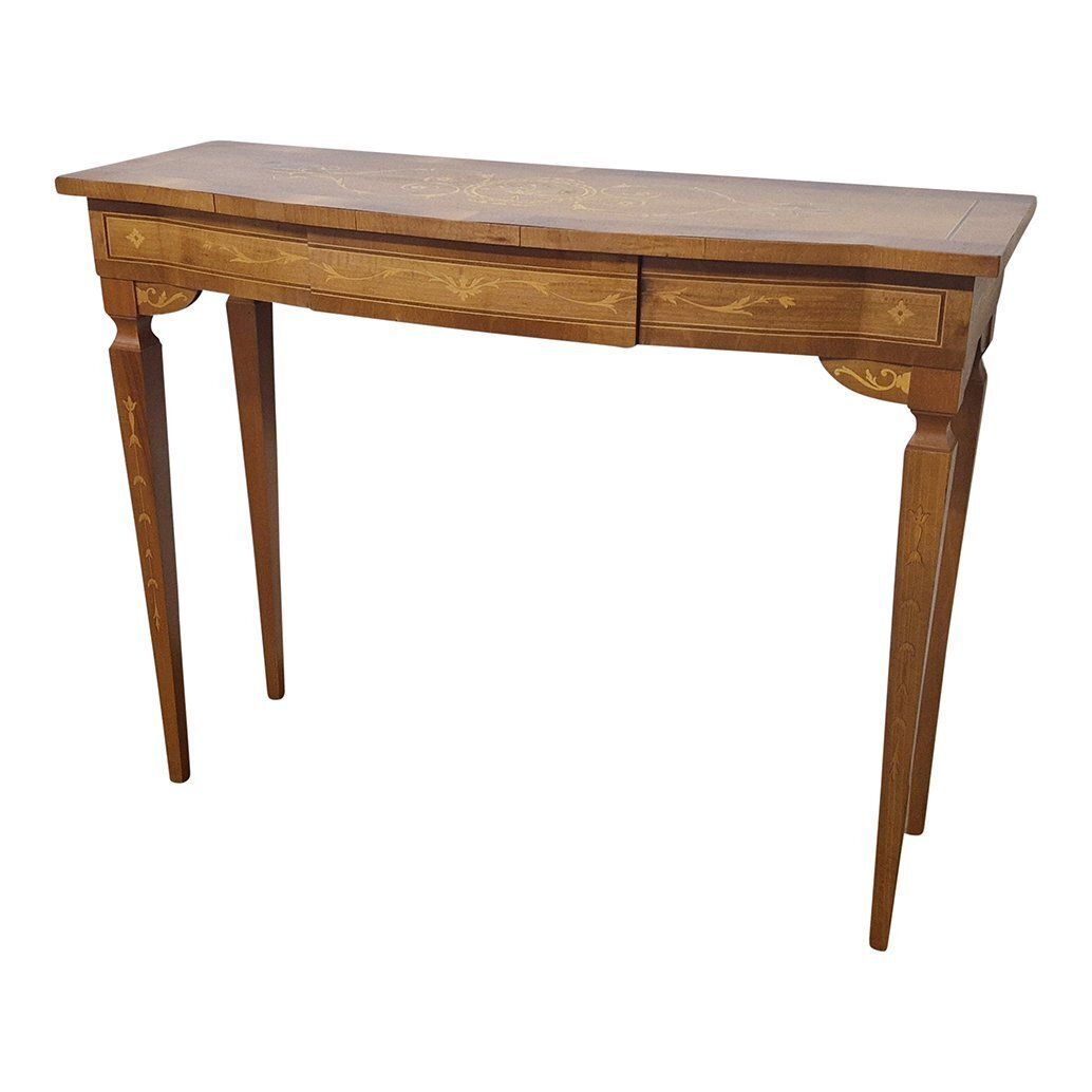 Louis XVI Console In Inlaid Wood With Central Drawer, 1980s photo Furniture