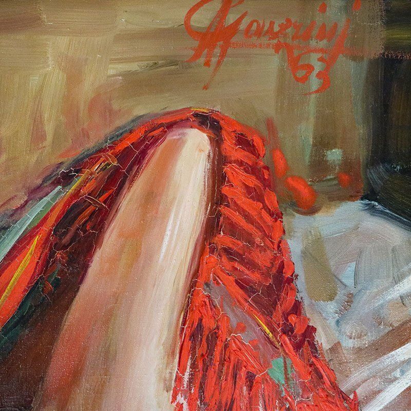 Manzini, Nude Of A Woman Lying, 1963, Oil On Canvas, Framed photo Art