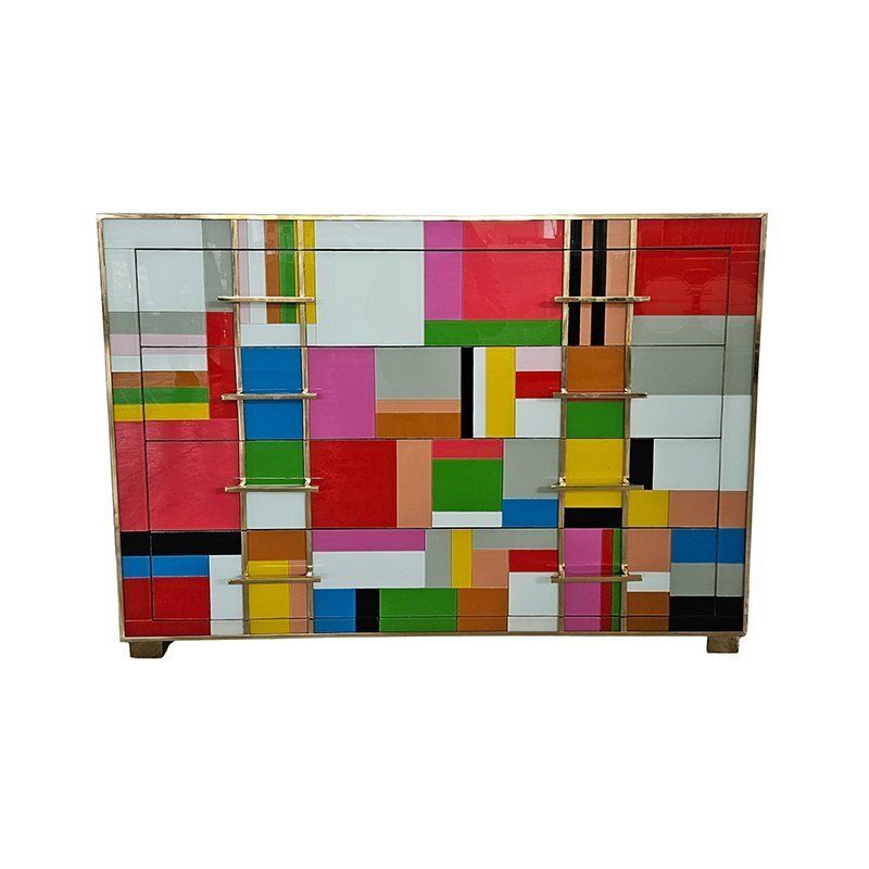 Glass Dresser With Four Drawers, 1980s