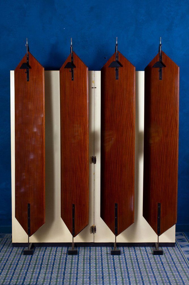 Mid Century Wardrobe With Ceramic Masks, Italy, 1950s photo for sale