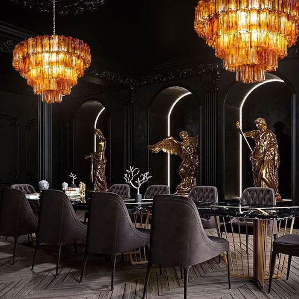 Large Modern Gold Amber Color Murano Glass Chandelier Or Flush Mount, 1970 photo for sale