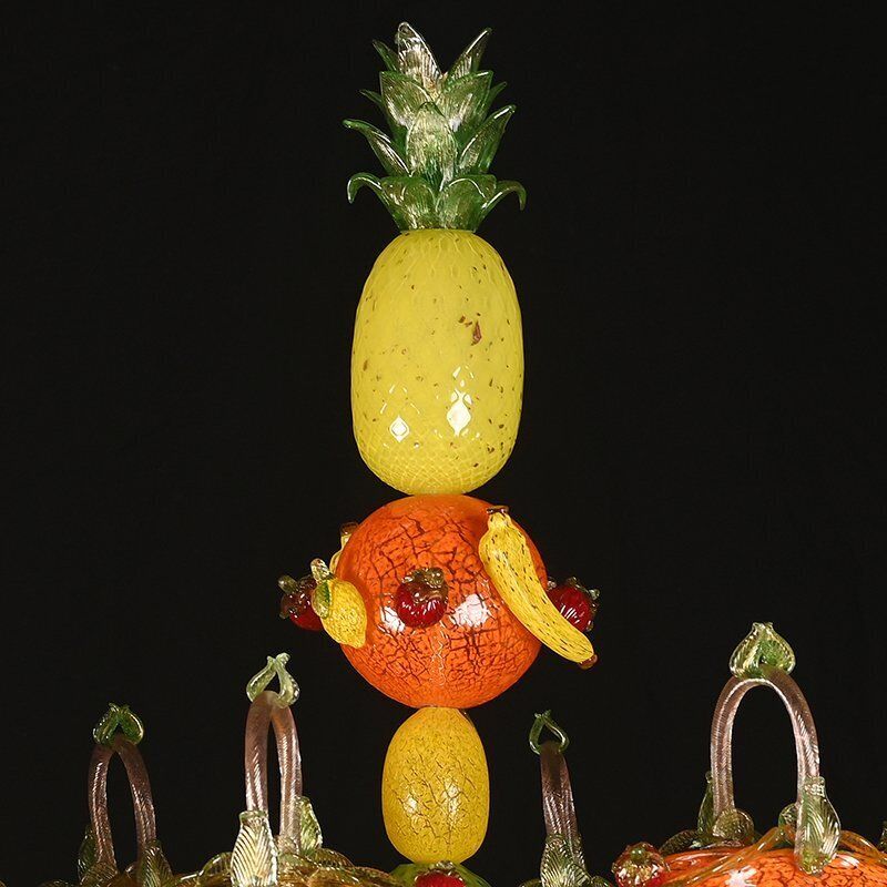 Fruit Chandelier With 16 Polychrome Lights In Murano Glass, 1980s photo vintage