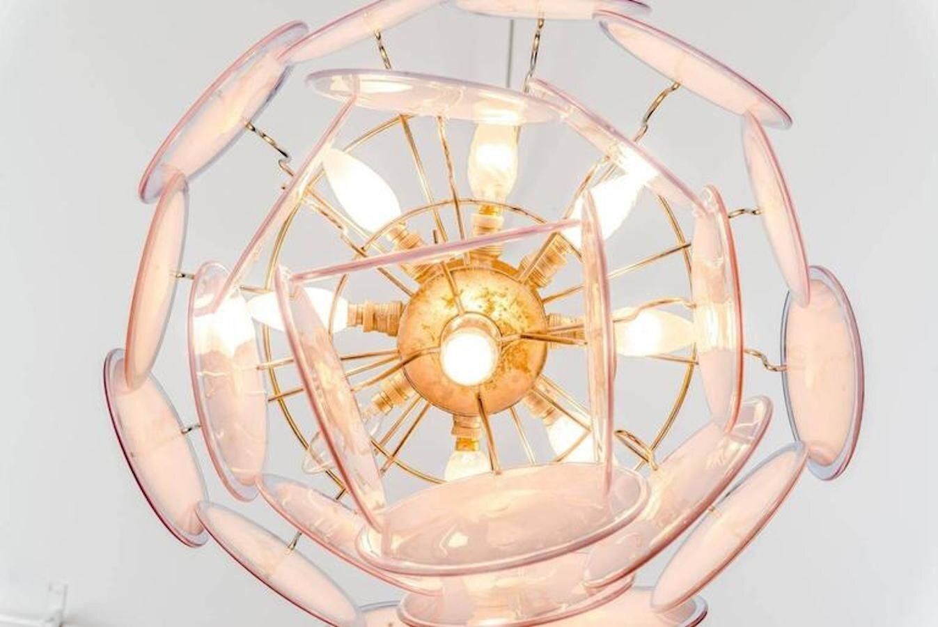 Pink Amethyst Murano Chandelier, 1970s, Set Of 2 photo 2537.0