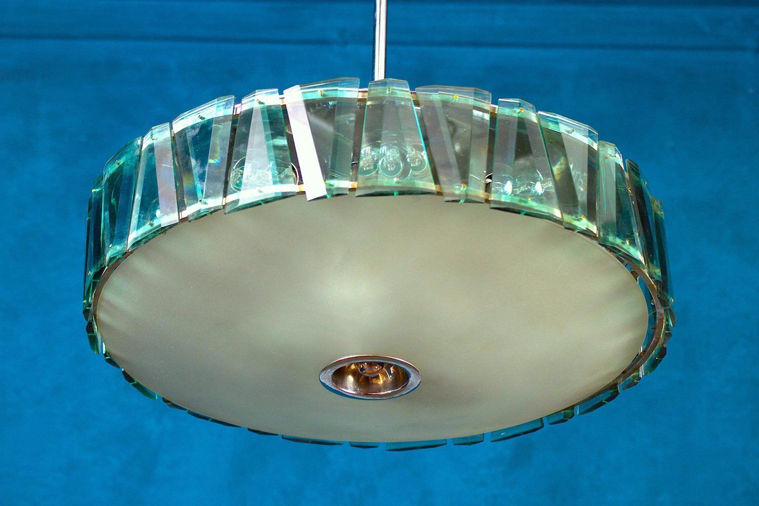 Round Crystal Chandelier Attributed To Max Ingrand For Fontana Arte, 1940s photo for sale