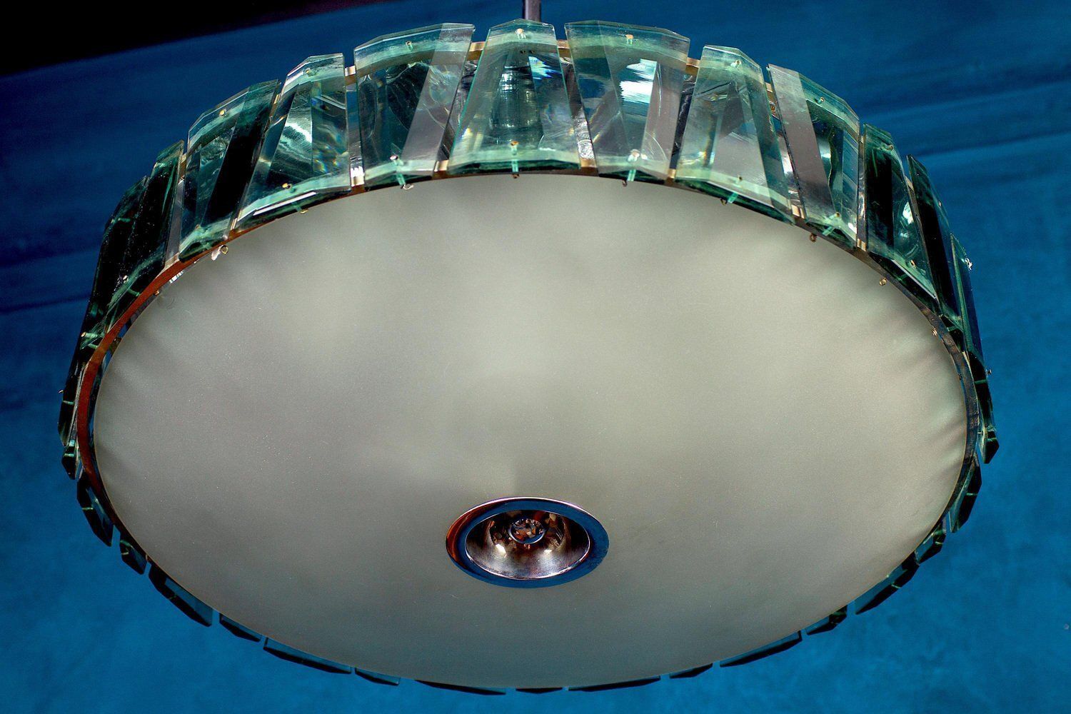 Lighting Round Crystal Chandelier Attributed To Max Ingrand For Fontana Arte, 1940s photo