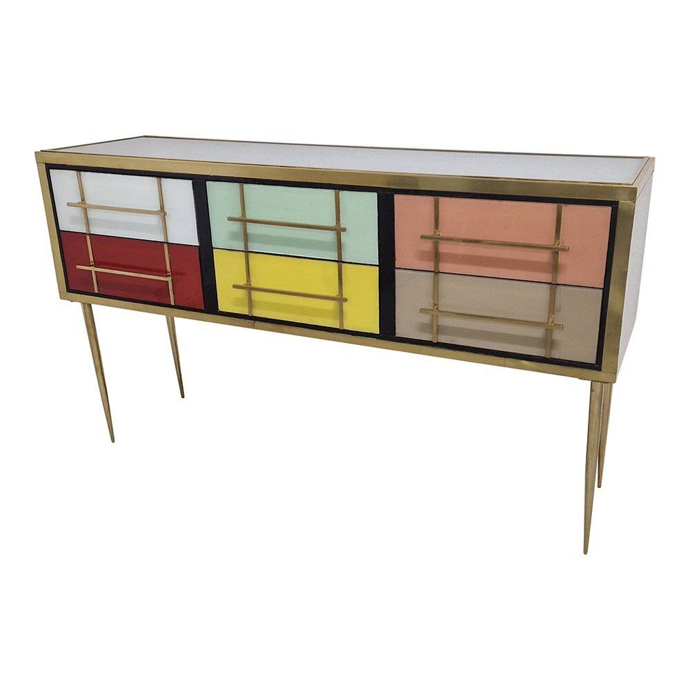 Multicolor Glass Dresser With Drawers, 1980s photo Furniture